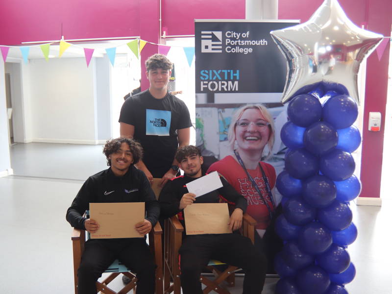 Students celebrating their results at Sixth Form Campus.