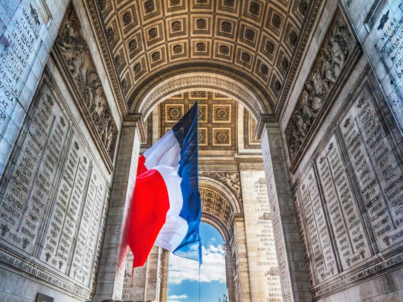 Arc de Triomphe French Flag Paris France.