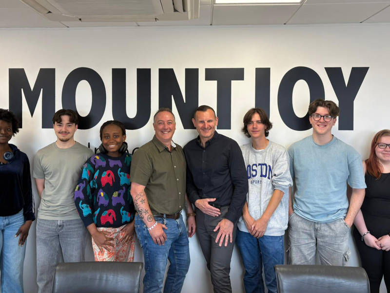A group of students and presenters at the first recording of the Workwise Podcast