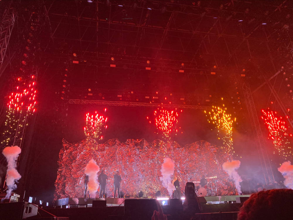Pyrotechnics display on stage at Victorious Festival in Portsmouth.