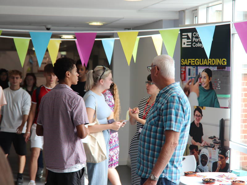 Decorated Sixth Form campus during results day event.